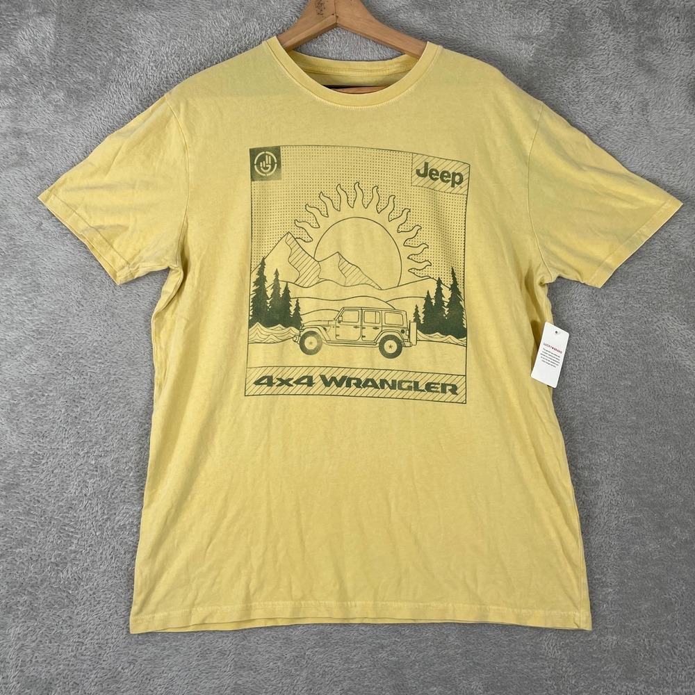 Lucky Brand Jeep Shirt Mens Large Yellow Wrangler Outdoor Graphic